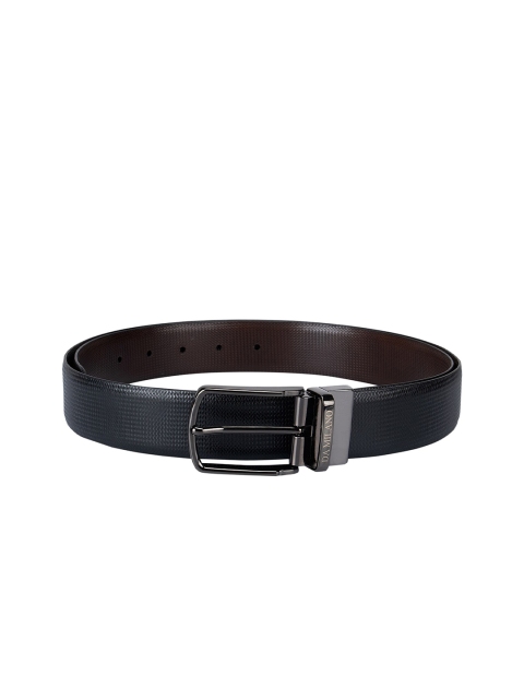 

Da Milano Men Black Textured Leather Formal Belt