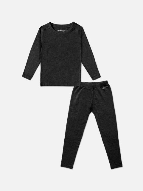 

Kosha Girls Grey Solid Merino Wool Thermal Set