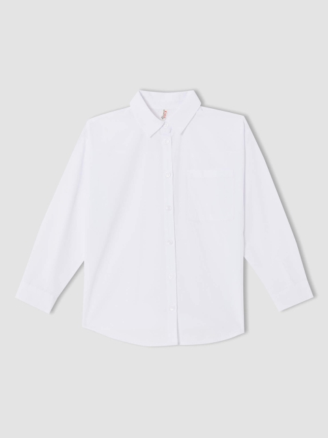

DeFacto Girls White Solid Casual Shirt