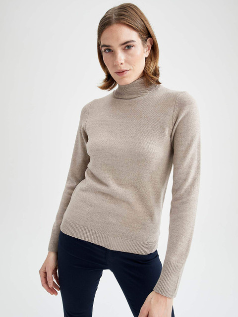

DeFacto Women Beige Solid Pullover
