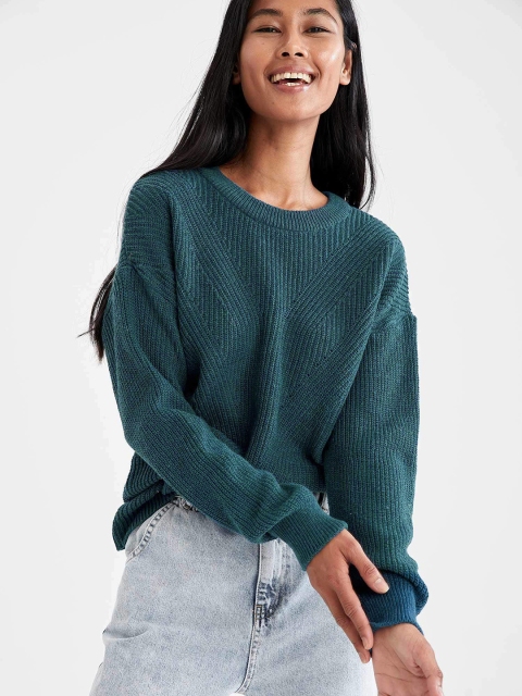 

DeFacto Women Teal Blue Pullover