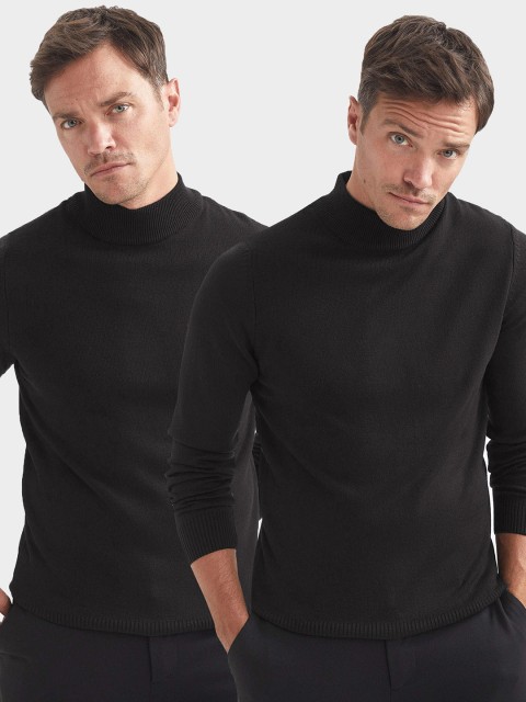 

DeFacto Men Pack of 2 Black Slim Fit Pullover