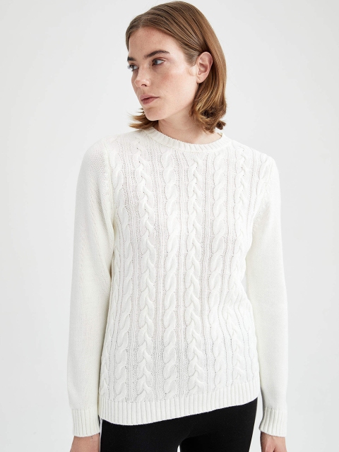 

DeFacto Women Off-White Cable Knit Pullover