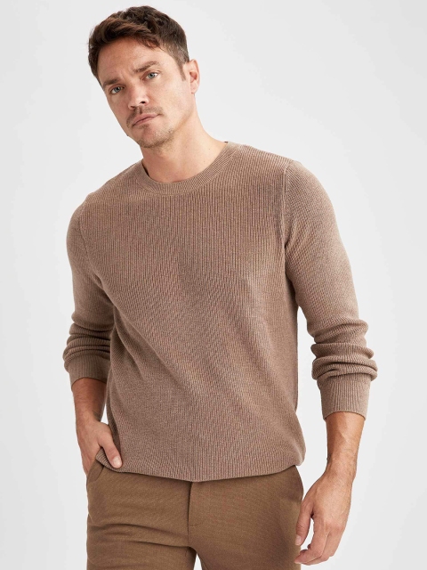 

DeFacto Men Beige Solid Pullover