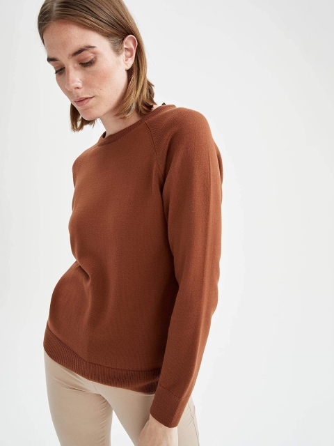 

DeFacto Women Camel Brown Regular Fit Pure Acrylic Pullover