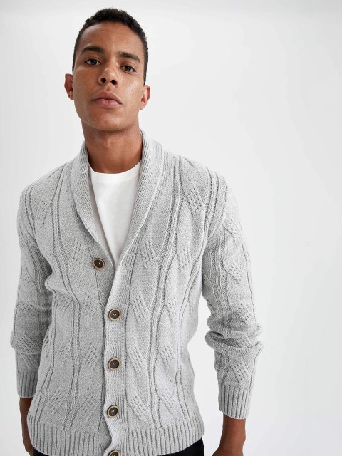 

DeFacto Men Grey Cardigan