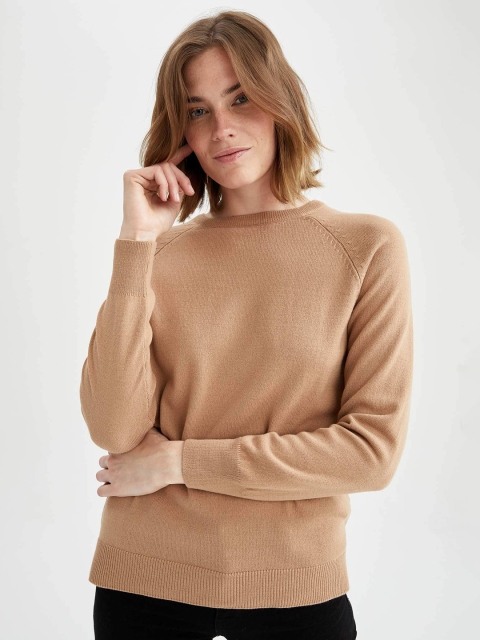 

DeFacto Women Beige Solid Pullover