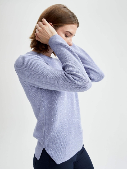 

DeFacto Women Purple Ribbed Pullover