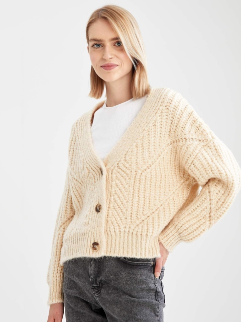 

DeFacto Women Beige Relax Fit Cardigan