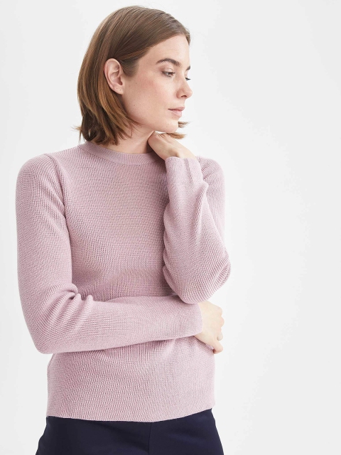 

DeFacto Women Peach-Coloured Ribbed Pullover