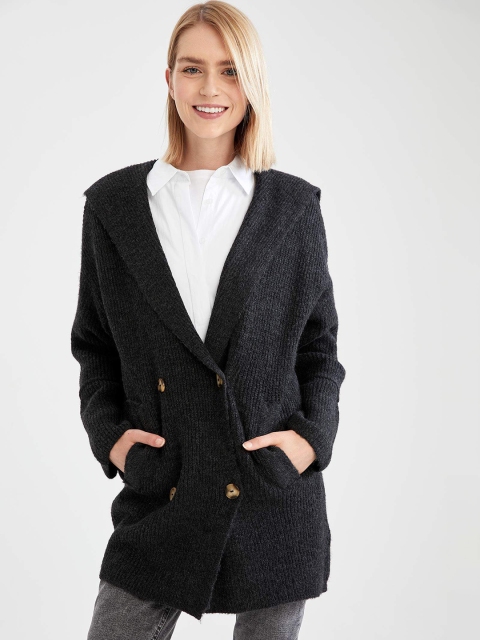 

DeFacto Women Black Longline Front-Open
