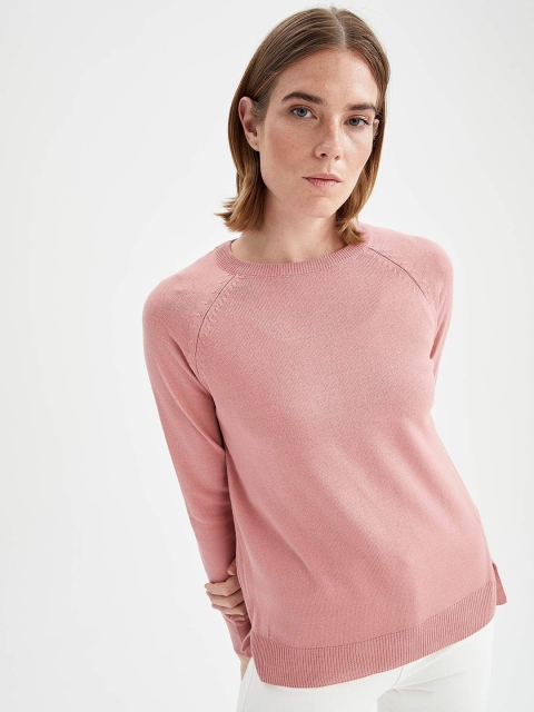 

DeFacto Women Pink Solid Pullover