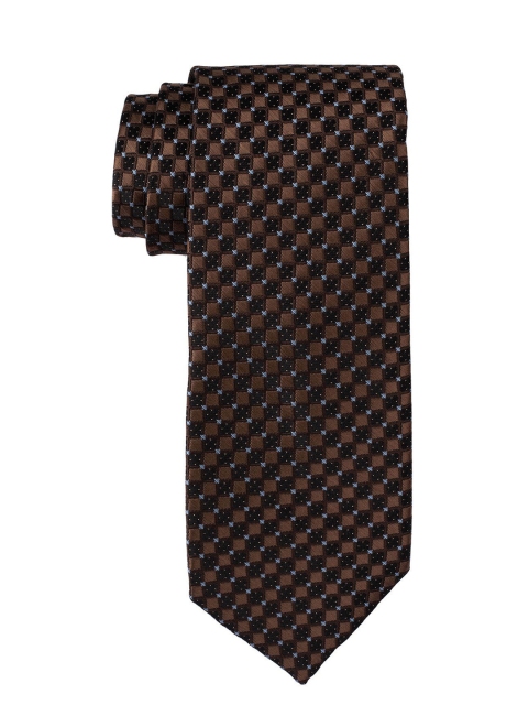 

The Tie Hub Men Brown & Black Woven Design Broad Tie