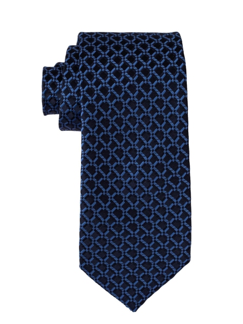 

The Tie Hub Men Blue & Black Woven Design Broad Tie