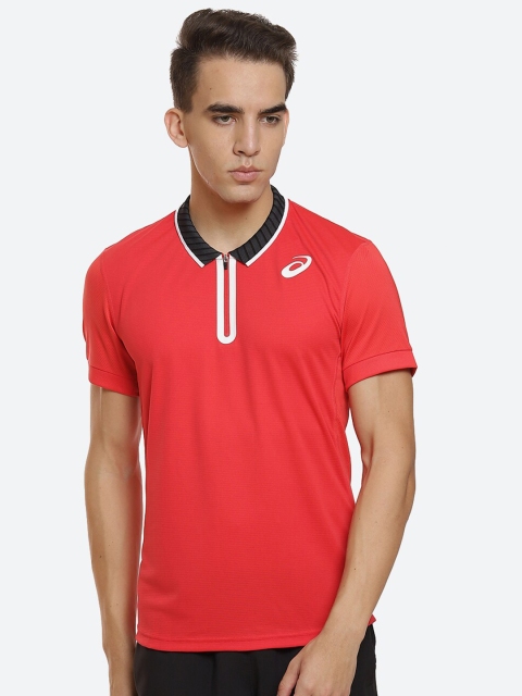 

ASICS Men Red Polo Collar T-shirt