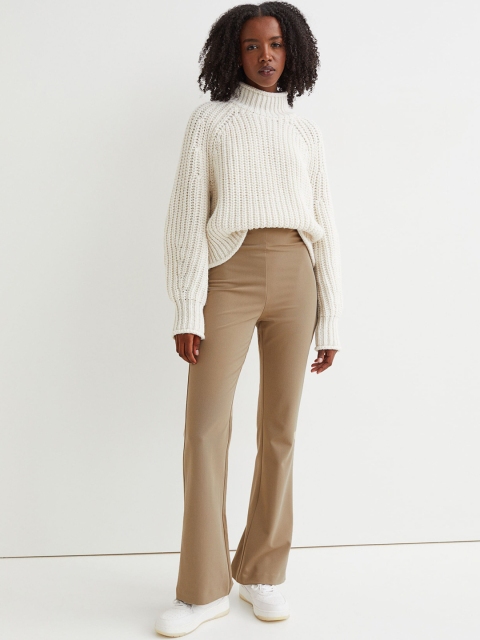 

H&M Women Beige Flared stretch trousers