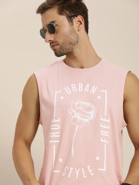 

Moda Rapido Men Rose Graphic Printed Pure Cotton Sleeveless T-shirt