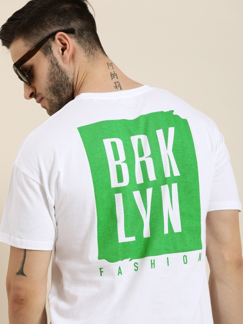 

Moda Rapido Men White & Green Typography Printed Round Neck Pure Cotton T-shirt