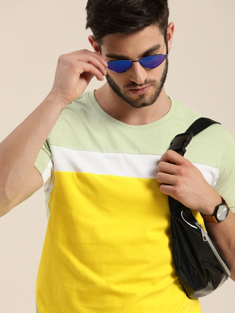 

Moda Rapido Men Yellow & Off White Colourblocked Casual T-shirt