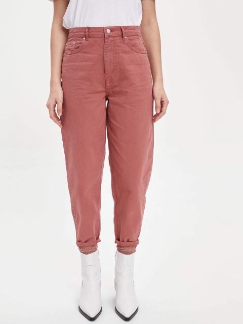 

DeFacto Women Pink Slouchy-Fit Pure Cotton Trousers