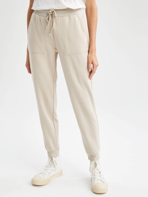 

DeFacto Women Beige Solid Joggers