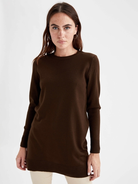 

DeFacto Brown Solid Acrylic Tunic