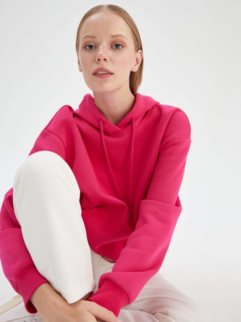 

DeFacto Women Pink Hooded Sweatshirt
