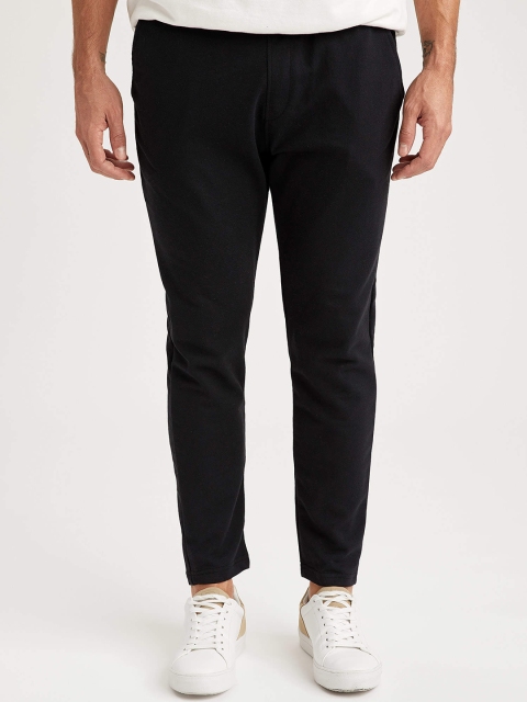 

DeFacto Men Black Skinny Fit Solid Knit Crop Track Pants