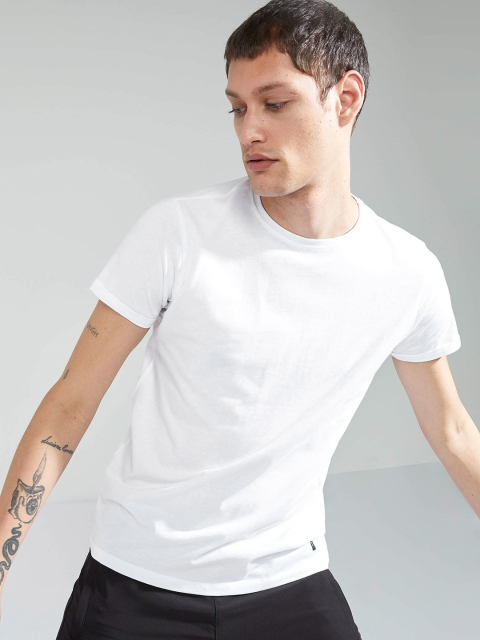 

DeFacto Men White Extra Slim Fit Pure Cotton Solid T-shirt