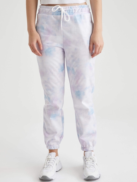 

DeFacto Women Pink & White Tie and Dye Printed Trousers