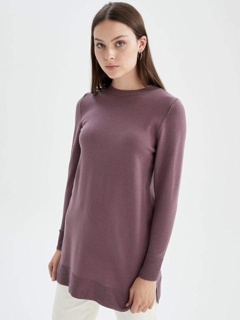 

DeFacto Purple Self Designed Longline Tunic