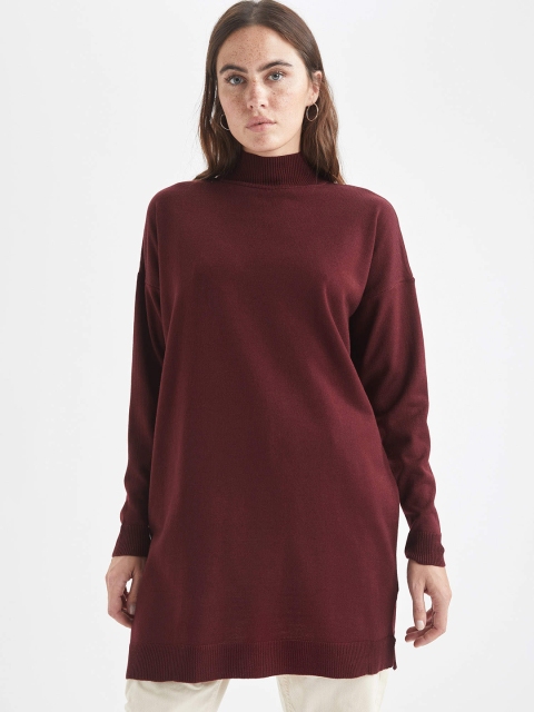 

DeFacto Women Maroon Longline Pullover