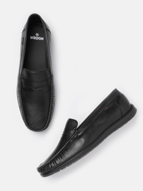 

WROGN Men Black Perforated Penny Loafers