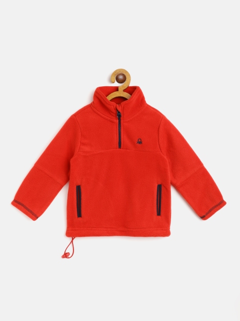 

United Colors of Benetton Boys Coral Red Solid Sweatshirt