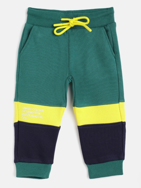 

United Colors of Benetton Boys Green & Navy Blue Colourblocked Joggers