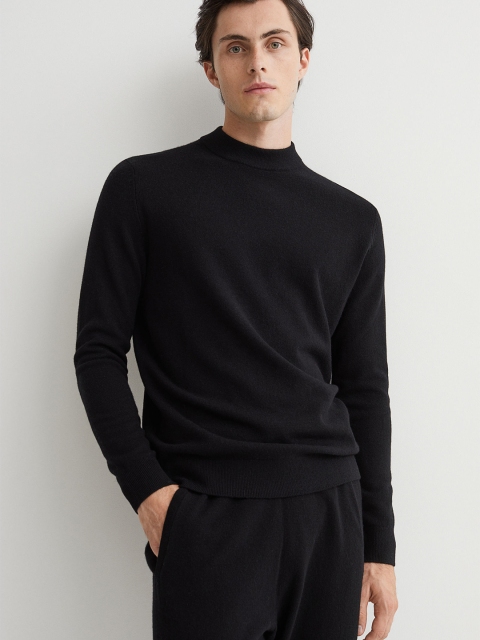 

H&M Men Black Solid Merino Wool Jumper
