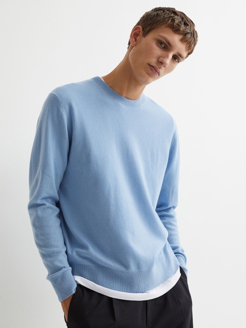 

H&M Men Blue Merino wool jumper