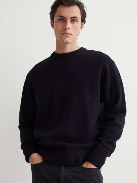 

H&M Men Blue Knitted Wool Jumper