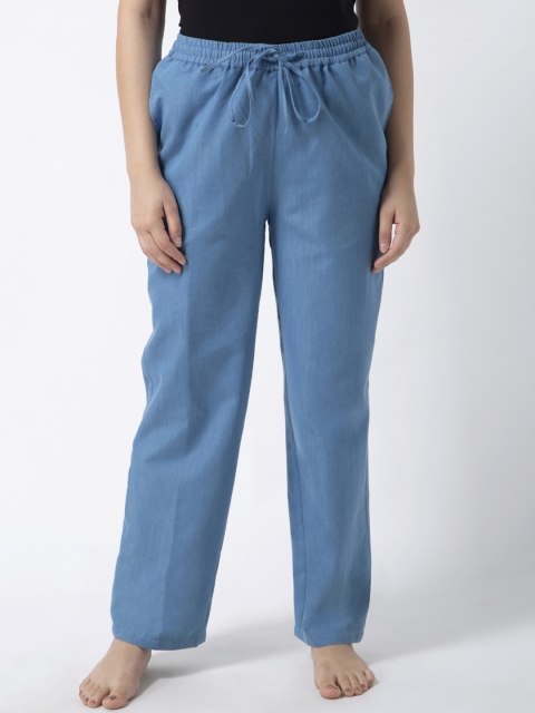 

Not Just Pyjamas Women Blue Solid Cotton Lounge Pants