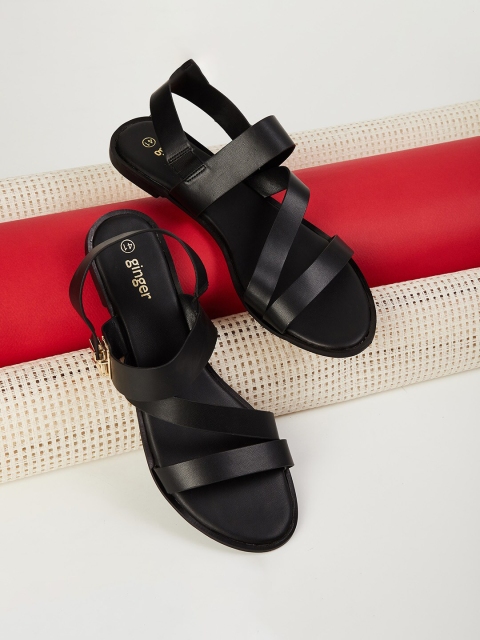 

Ginger by Lifestyle Women Black Open Toe Flats
