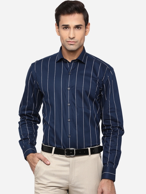 

JADE BLUE Men Blue Striped Pure Cotton Formal Shirt