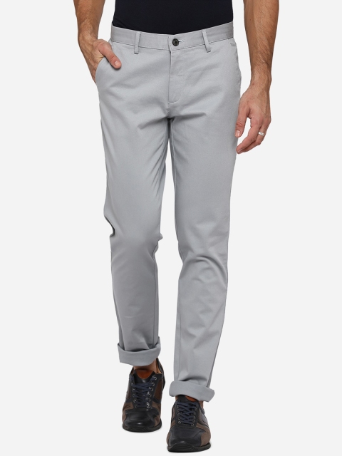 

JADE BLUE Men Grey Slim Fit Trousers