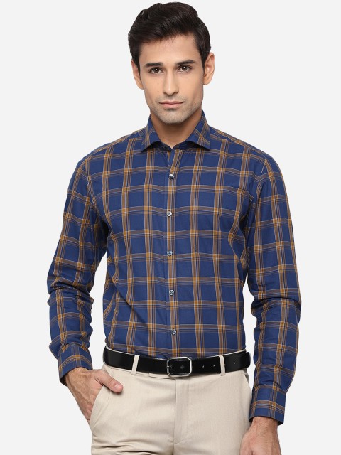 

JADE BLUE Men Blue Slim Fit Opaque Checked Formal Shirt