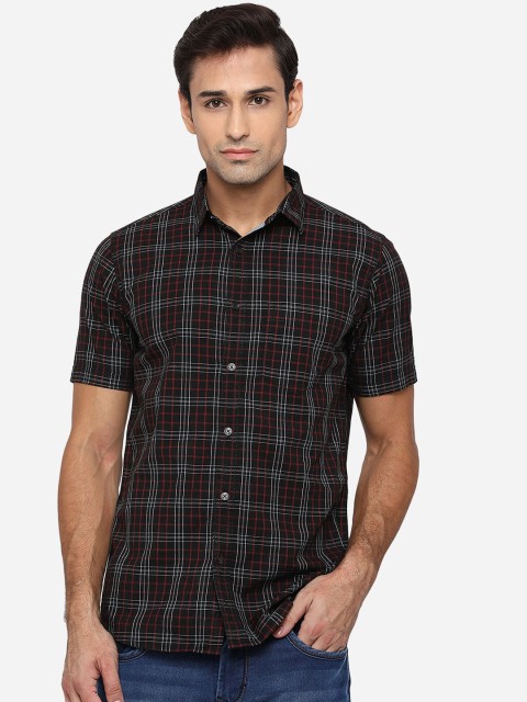 

JADE BLUE Men Black Slim Fit Tartan Checks Opaque Cotton Casual Shirt