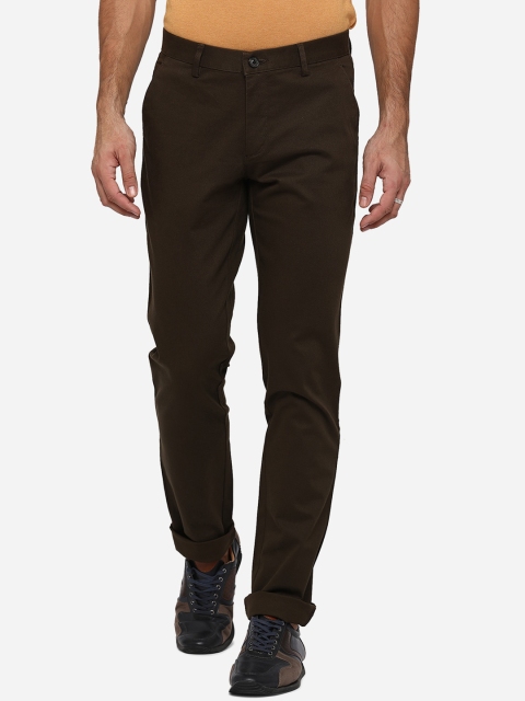 

JADE BLUE Men Brown Slim Fit Cotton Chinos Trousers