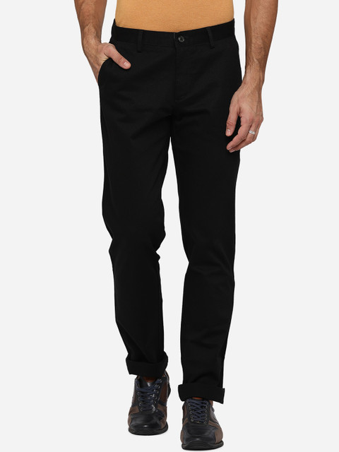 

JADE BLUE Men Black Slim Fit Cotton Chinos Trousers