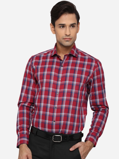 

JADE BLUE Men Red Slim Fit Opaque Checked Formal Shirt