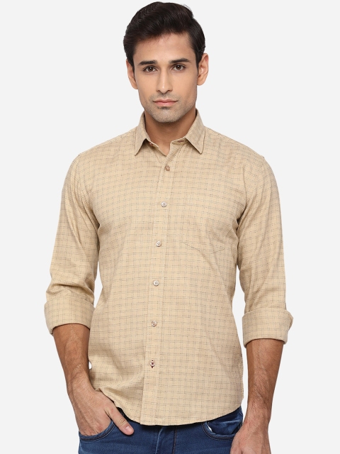 

JADE BLUE Men Gold-Toned Slim Fit Opaque Checked Casual Shirt