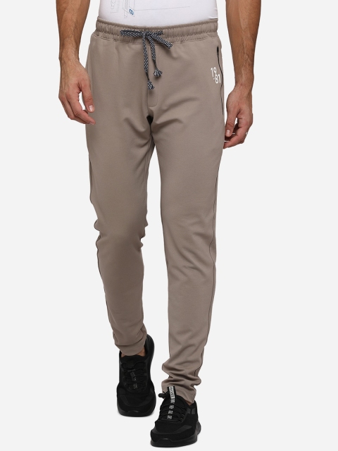 

JADE BLUE Men Beige Solid Pure Cotton Regular-Fit Track Pants