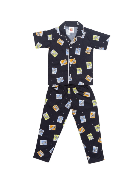 

SMUGGLERZ INC. Boys Black Tom & Jerry Printed Pure Cotton Night suits